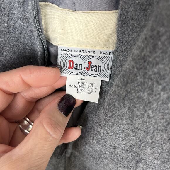 Vintage Dan Jean Boy Wool Blend Overalls Gray Outerwear Lined France EU 6 Years - Picture 7 of 11